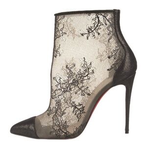 Christian Louboutin Black Lace Ankle Boots